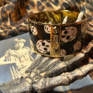 Authentic Alexander McQueen WIDE Skull Enamel Cuff Bracelet **HOT!!**